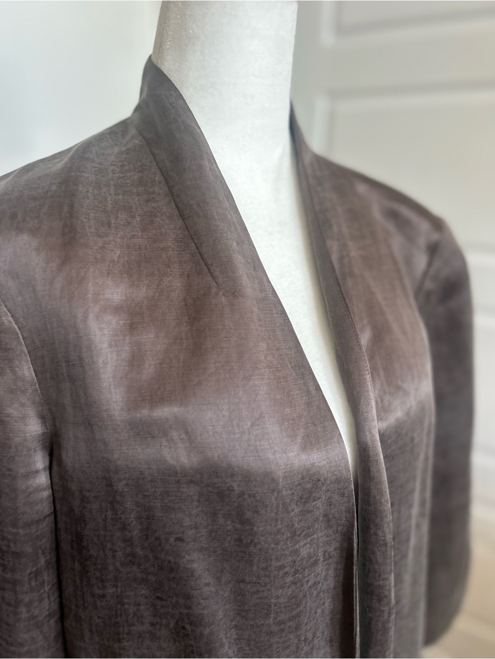 Eileen Fisher Organic Linen Silk Open Front Jacket Size M-Very Good Condition